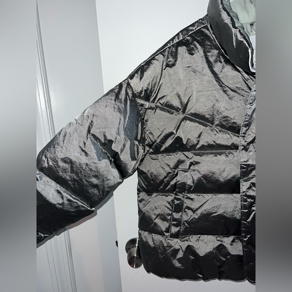 -BRAND NEW WITH TAGS- NIKE Woman’s XL Silver Metallic Puffer Jacket - Picture 2 of 15